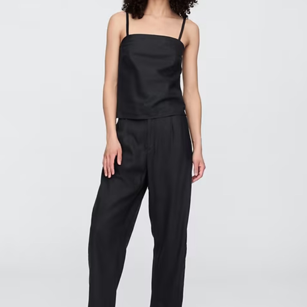 GAP Mid Rise Linen-Blend Barrel Pants - Large Petite - Picture 2 of 3